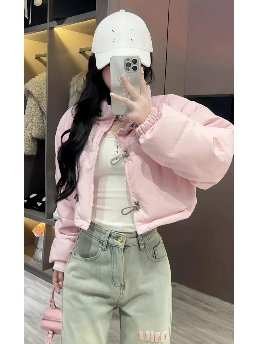 Американский повседневный пуховик с коротким воротником-стойкой женская одежда