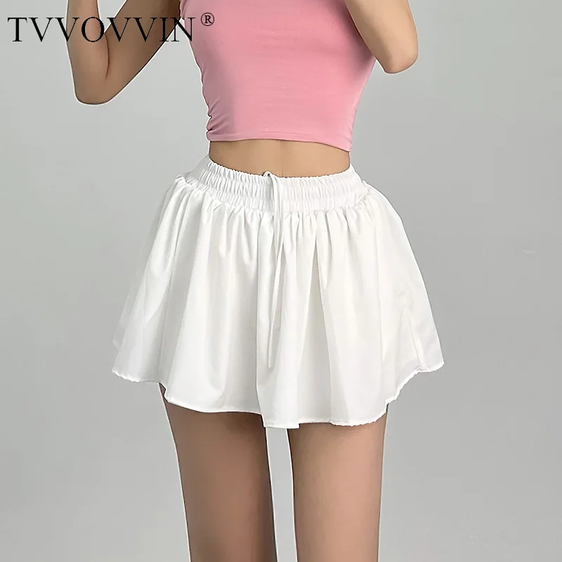 

Женская плиссированная юбка TVVOVVIN с эластичной талией и шнуровкой дизайн универсальная и милая трапециевидная пышная мини-юбка выше колена UMN8