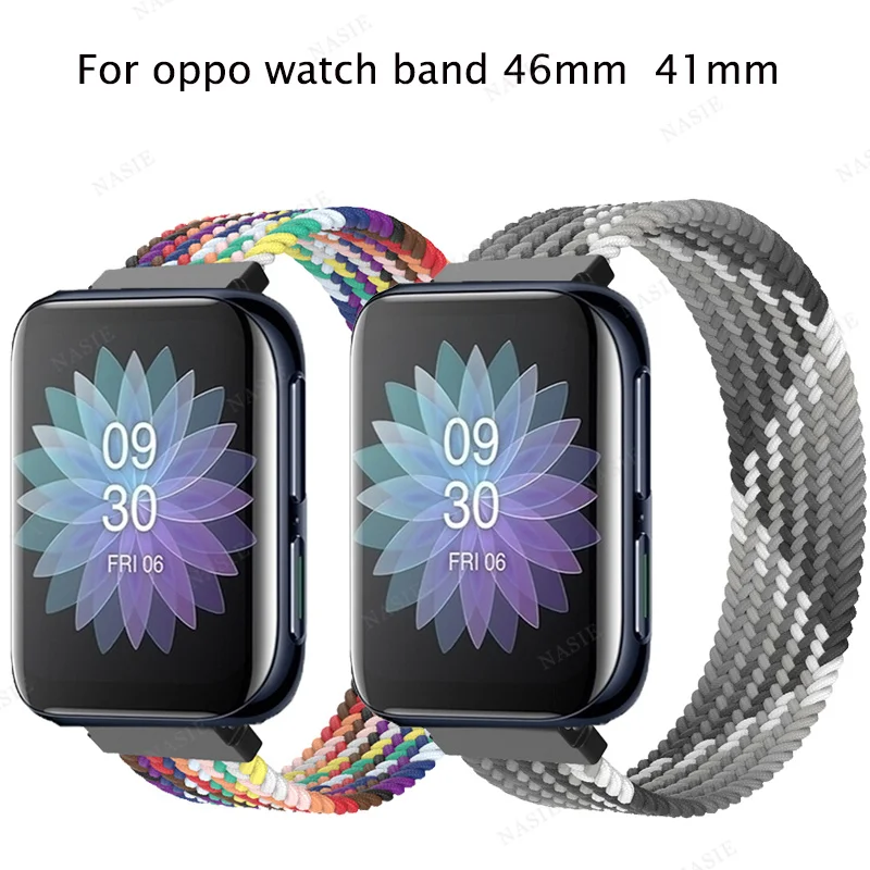 Плетеный соло ремешок для Oppo часов 41 мм 46 нейлоновый эластичный браслет |