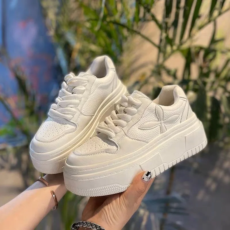 Женские кроссовки с круглым носком повседневная обувь для бега на толстой