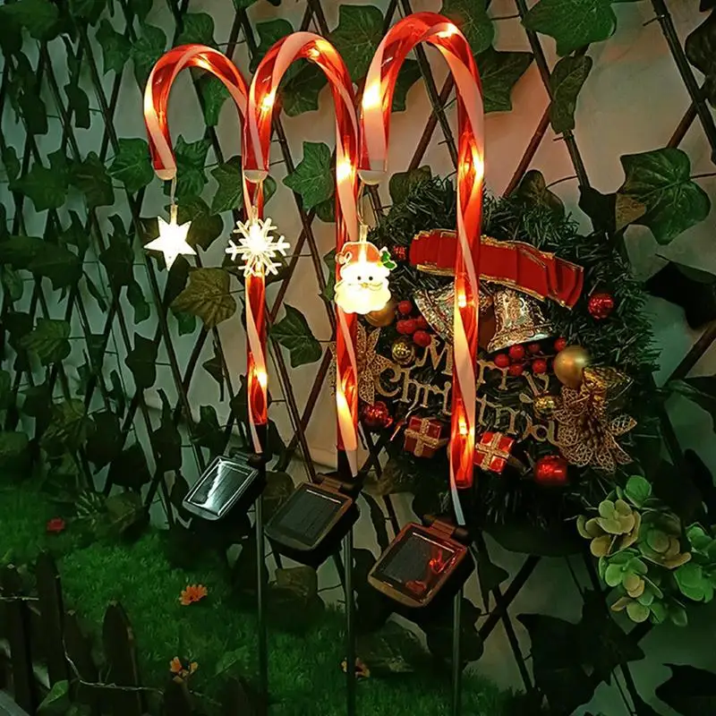 

Christmas Candy Cane Pathway Lights 3pcs Solar Powered LED Light IP65 Waterproof Candy Cane Decoration Christmas Stakes Yard