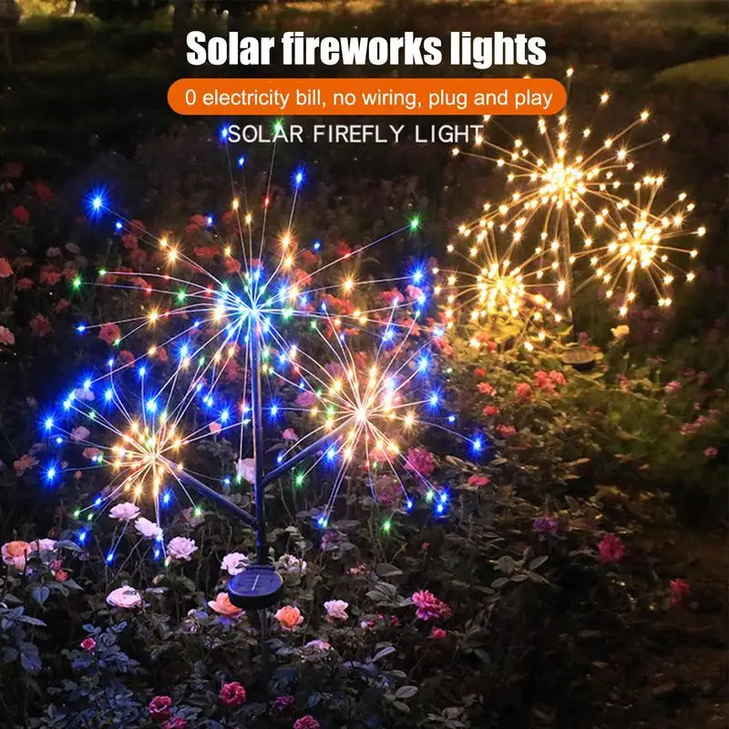 

240 LEDs Solar Firework Lights Garden Sparkler Lights With 8 Lighting Modes Fairy Path Light Christmas Yard Patio Decorations