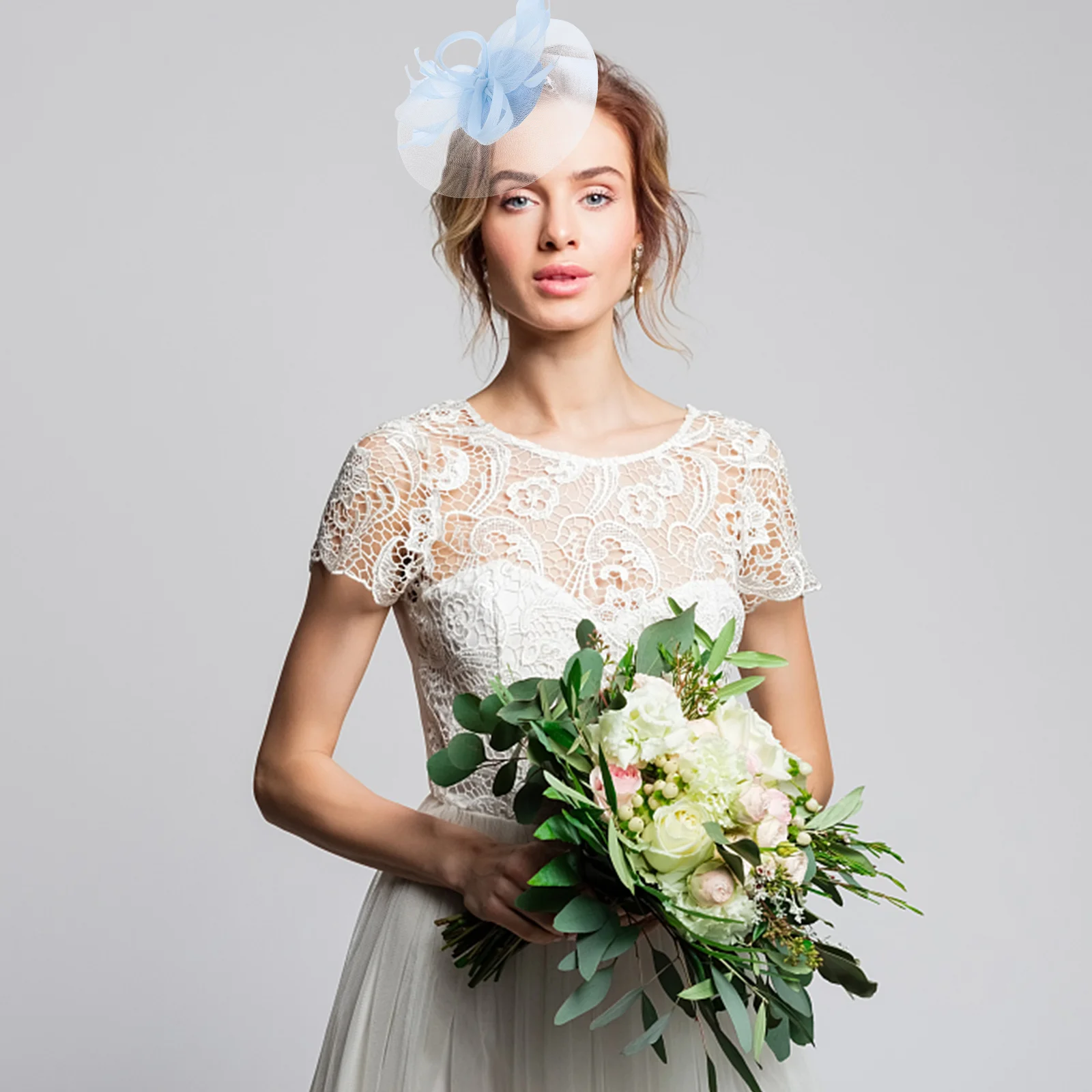 Фата свадебная сетка с перьями аксессуары для волос шляпа и льняной головной