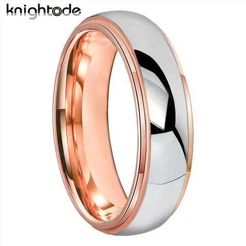 Модные обручальные браслеты 6/8 мм из карбида вольфрама для мужчин и женщин, обручальное кольцо, ювелирные изделия золотого цвета, устойчивая купольная полировка, удобная посадка