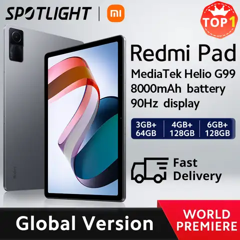【Мировая премьера 】 глобальная версия Xiaomi Redmi Pad Mi планшет 64 Гб/128 ГБ MediaTek Helio G99 90 Гц 10,61 "2K дисплей аккумулятор 8000 мАч