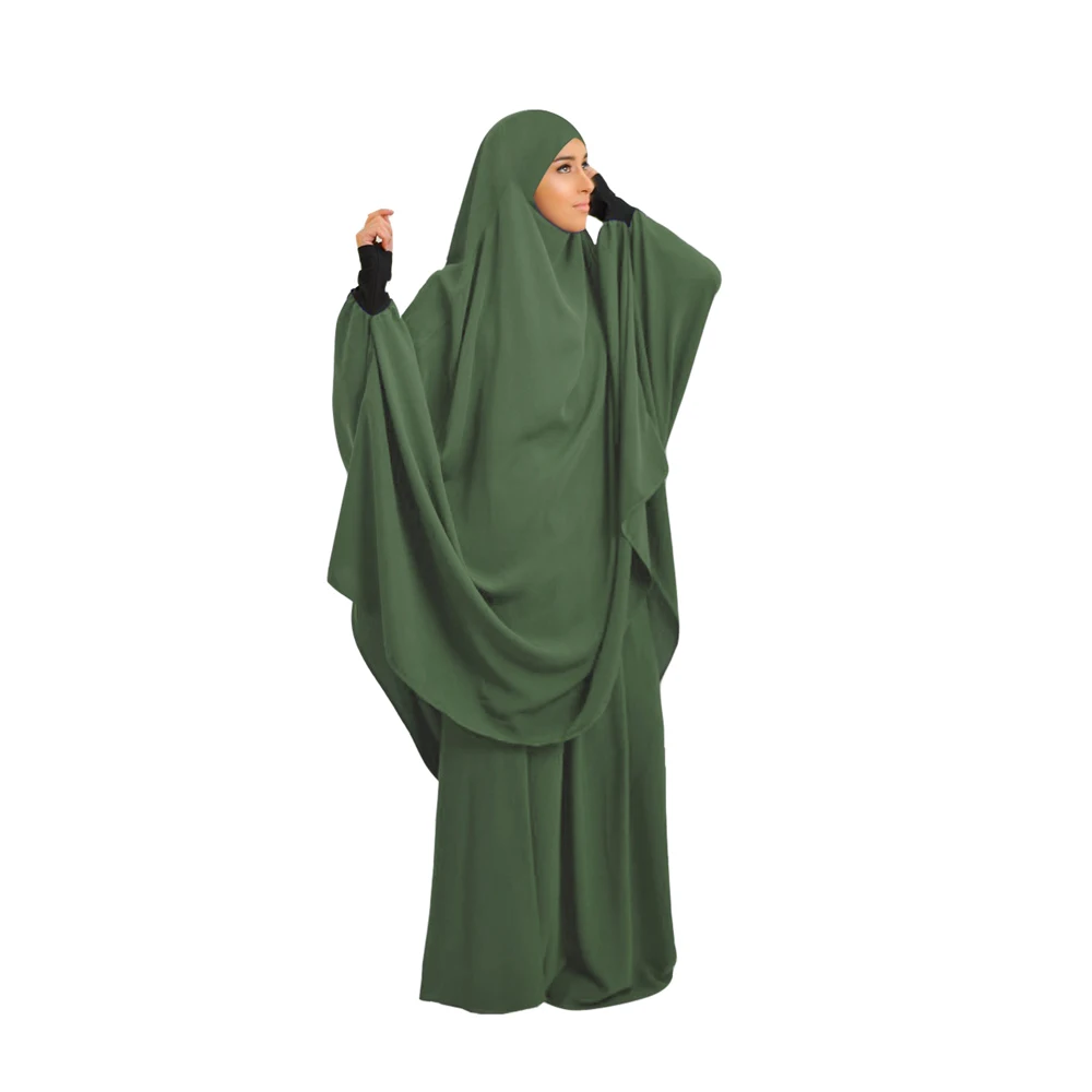 ИД Рамадан химар Abayas Женская молитвенная одежда мусульманское платье комплект