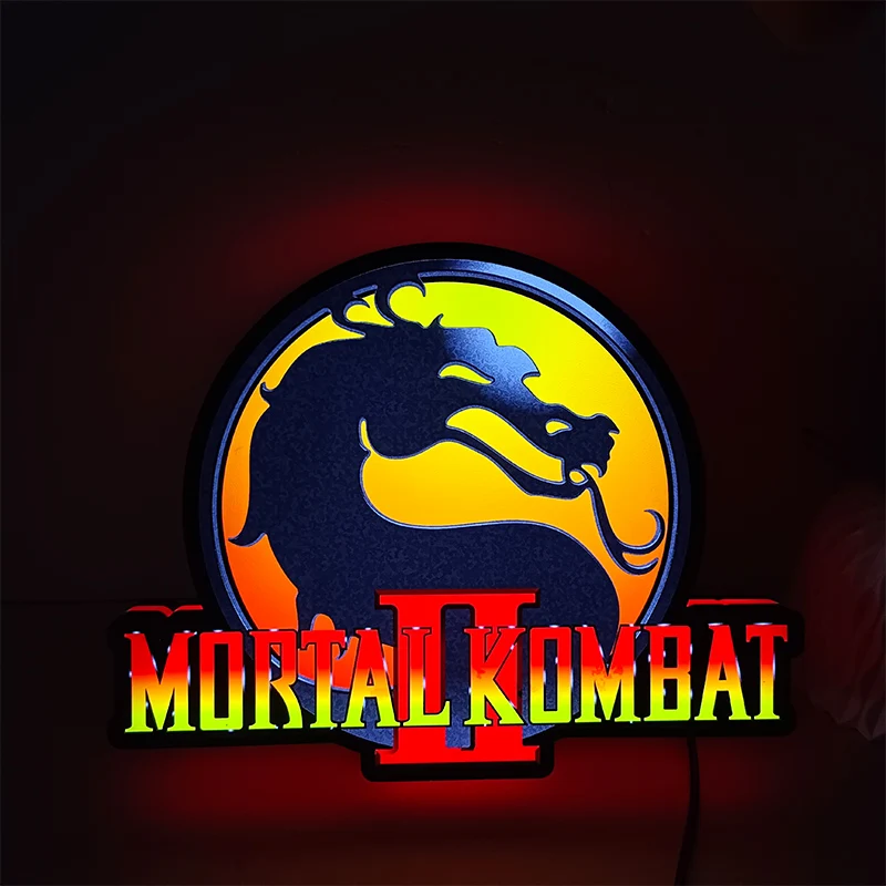 Gaming Mortal Kombat Logo LED Nightlight Gift 3D Print Desktop Lightbox Custom Wall Decor for Cinema Kids Illuminated Gift