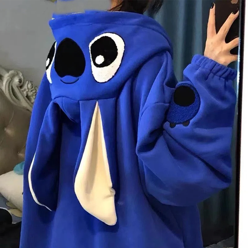 

Disney Stitch Pullovers Loose Loose Color Sweater Top Korean Sweater Women Fashion Long Sleeve Hooded Sweater