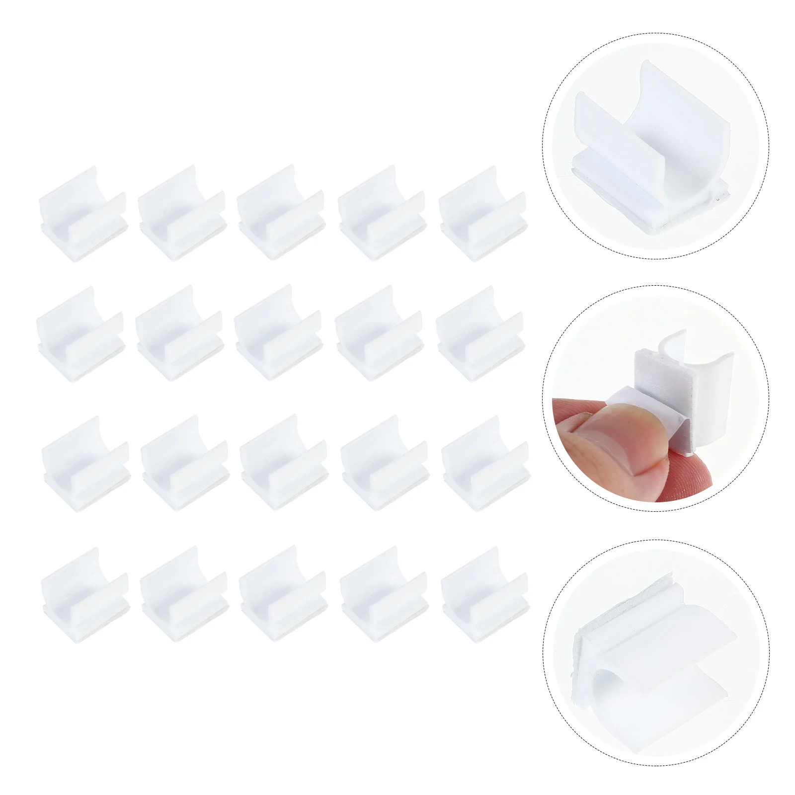 

100Pcs Adhesive Whiteboard Pen Clamps Plastic Writting Pen Buckles (White)