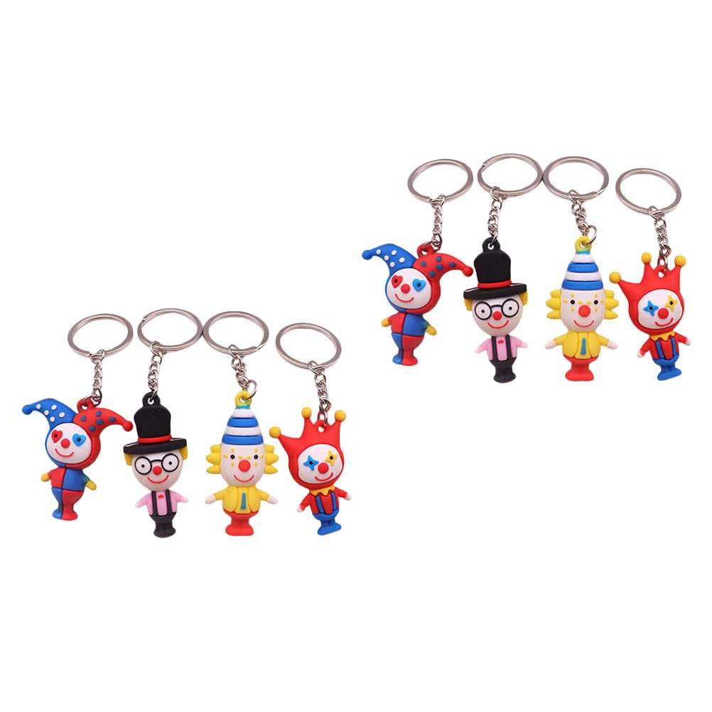 

8 Pcs Clown Keychain Colorful Interesting Chains Kids Decorations Decors Pvc Miss Couple Keyrings