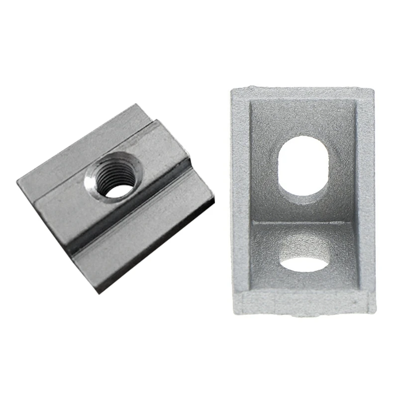 

50 Pcs M5 T Sliding Nut Zin-Plated Carbon Steel T Sliding Nut & 20 Pcs Corner Fitting Angle Connector Bracket