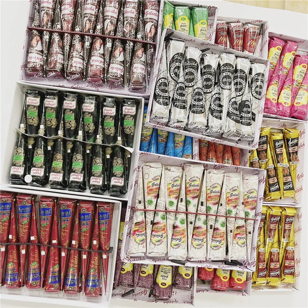 12 шт. паста для татуировки хной черные белые коричневые красные конусы хны