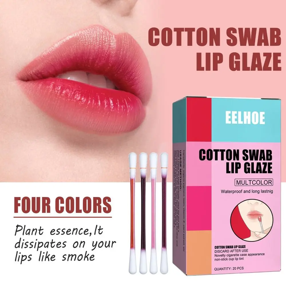 

20Pcs New Cotton Swab Lip Glaze Lipstick Portable Waterproof Liquid Non-Stick Cup Tattoo Tint Lip Gloss