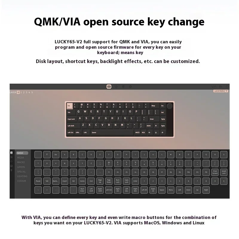 Weikav Lucky65 V2 Механические клавиатуры Наборы Rgb Прокладка с возможностью горячей