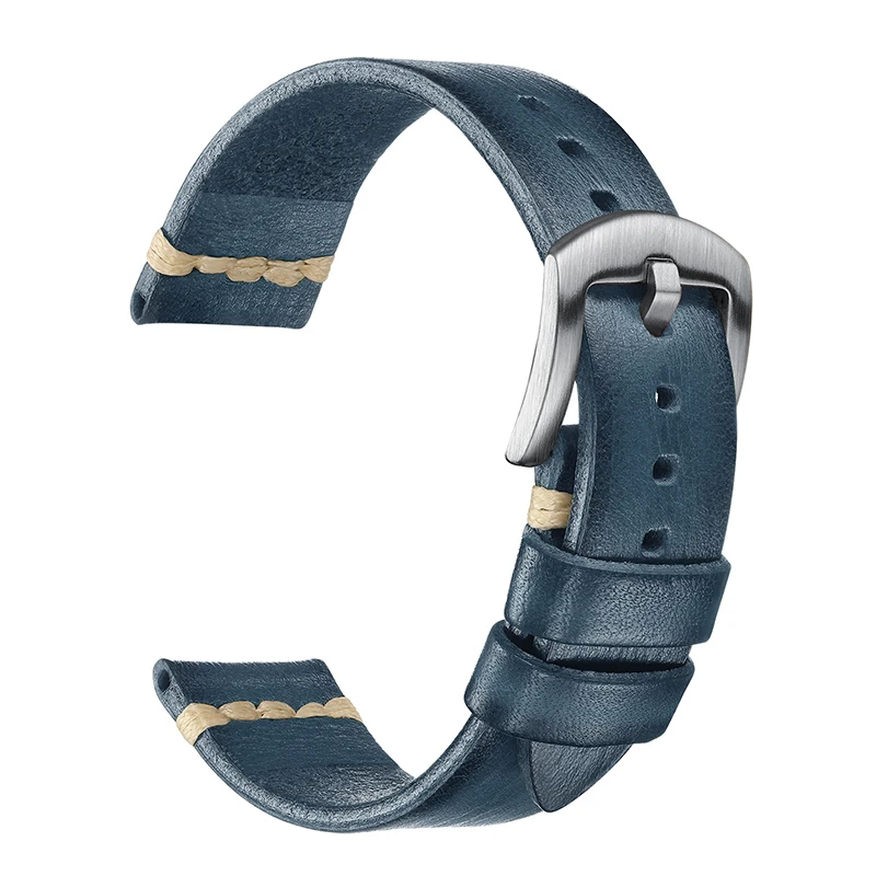 Cinturino da 20mm 22mm fatto a mano di alta qualità in pelle conciata Retro Fashion Trend cinturino spesso di ricambio per orologi da cintura da uomo accessori