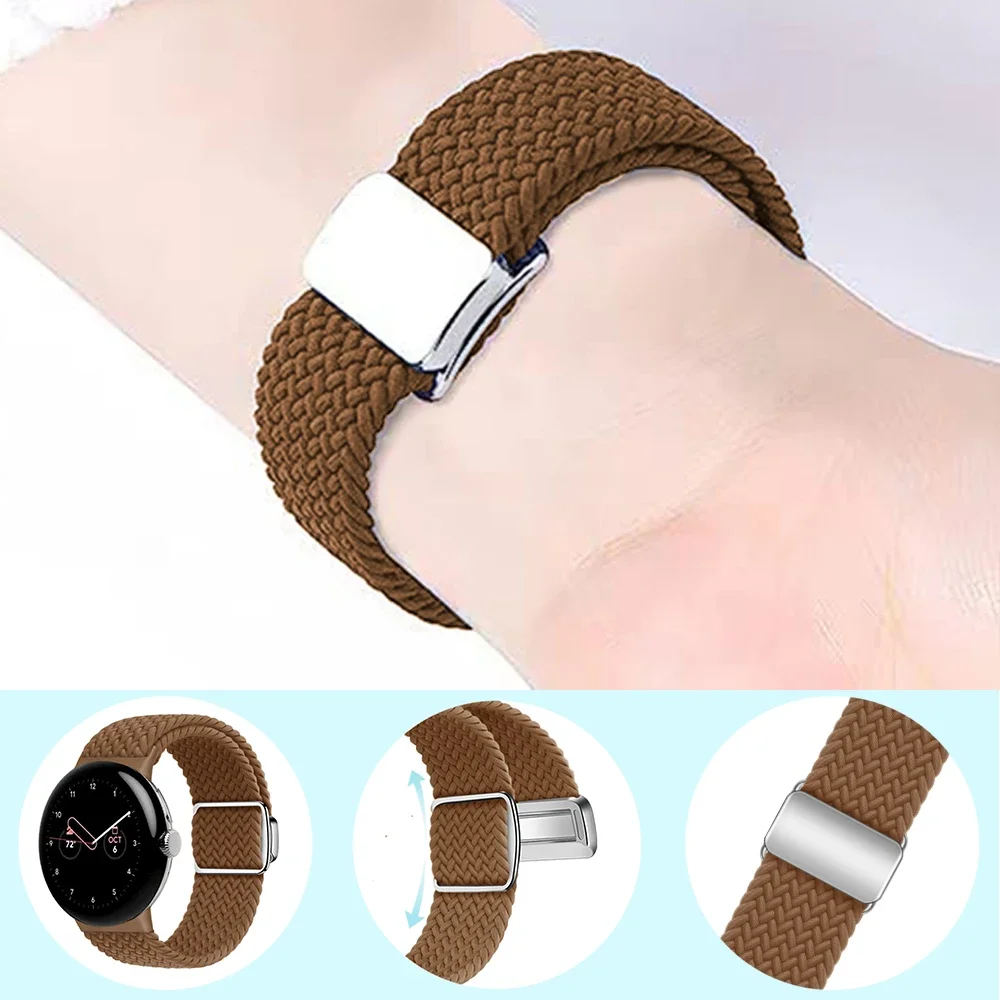 Фото Плетеный магнитный ремешок для Google Pixel Watch 2, сменный Браслет, нейлоновый браслет Correa Pixel Watch 2, аксессуары №5