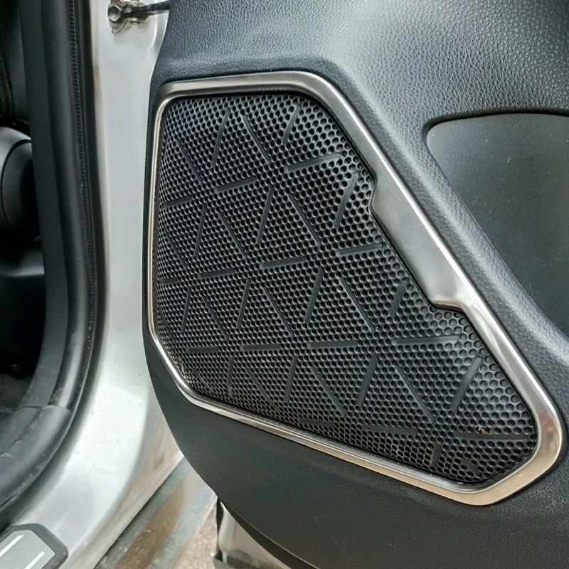 Фото Для Toyota RAV4 XA50 2019-2022 2023 RAV 4 Hybrid: Аксессуары для автомобиля, накладка на дверную панель из нержавеющей стали, звукопоглощающее кольцо, рамка, декоративная накладка №2