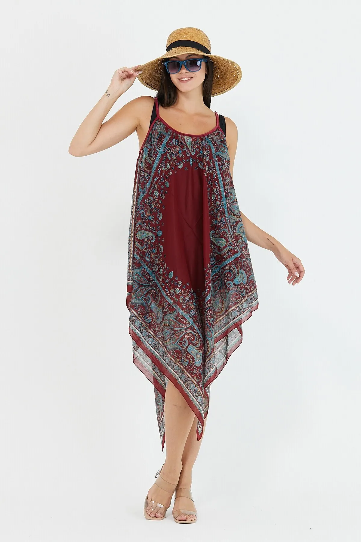 

Women's Pareo Beach Dress Swimwear Cover Up Dress Sexy Tunic Suit Beachwear Female Beach Bikini Cover Loose Mini Dress