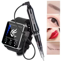 portable permanent makeup strokes eyebrows machine kits watch tattoo machine pen wireless tattoo gun with nano tips for pmu