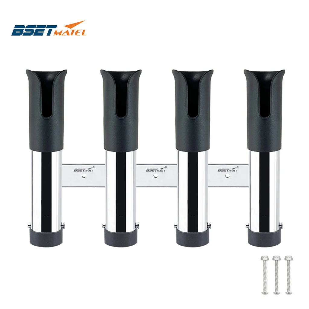 

4 Tubes Link Stainless Steel 316 Slotted Rod holders Boat Fishing Rod Rack Holder Pole Tube Mount Bracket Marine Accessories
