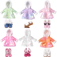 doll clothes shoes bright down jacket boots for 18 inch american doll girl and 43cm bald doll holiday christmas gifts