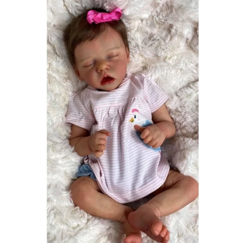 

18’’ Baby Girl Cuddle Doll Reborn Simulation Toy Lovely Heavy Weight Lifelike Toy with Rooted Hair Newborn Birthday Gift