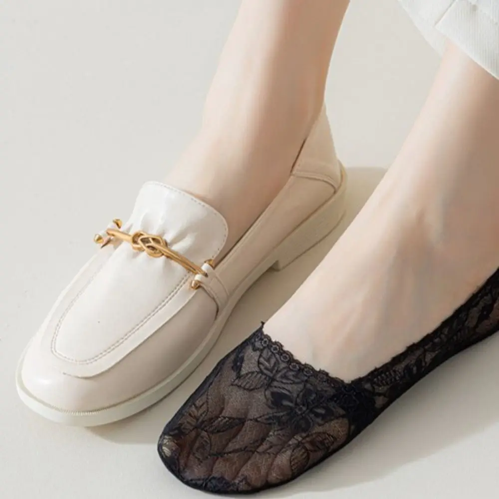 

Elastic Summer Hidden Silicone Non-Slip Hosiery High Heel Shoe Socks Women Lace Boat Socks Cutton Sock Slippers