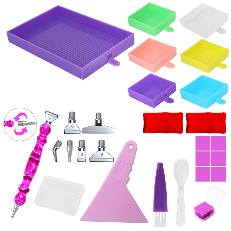 

DIY Diamond Painting Tray with Cover Tools Kit Drill Beads Sorting Plate Organizer Storage Container Diamond EmbroideryAccessory