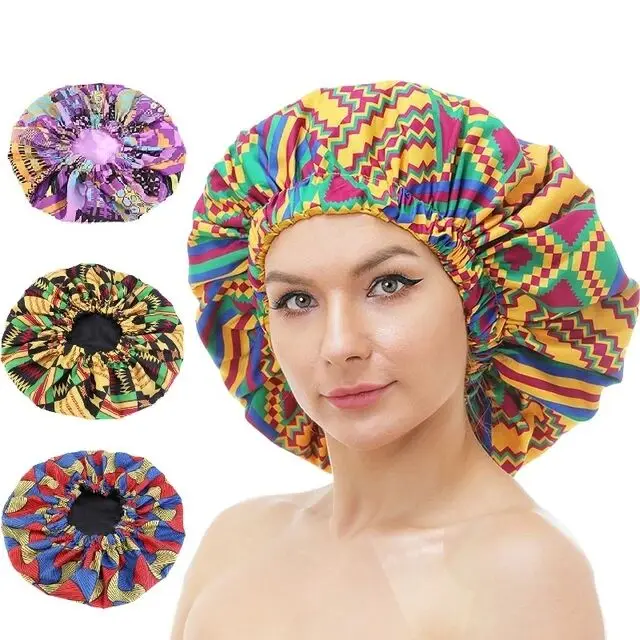 

New Extra Large Satin Lined Bonnet Women Big Size Beauty Print Satin Silk Bonnet Sleep Night Cap Head Cover Bonnet Hat Wholesale