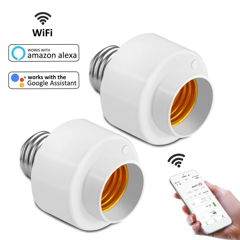 

6 Pack Tuya Smart Life Wifi Smart Light Bulb Socket Adapter E26 Switch Lamp Base Holder for Amazon Alexa Google Home