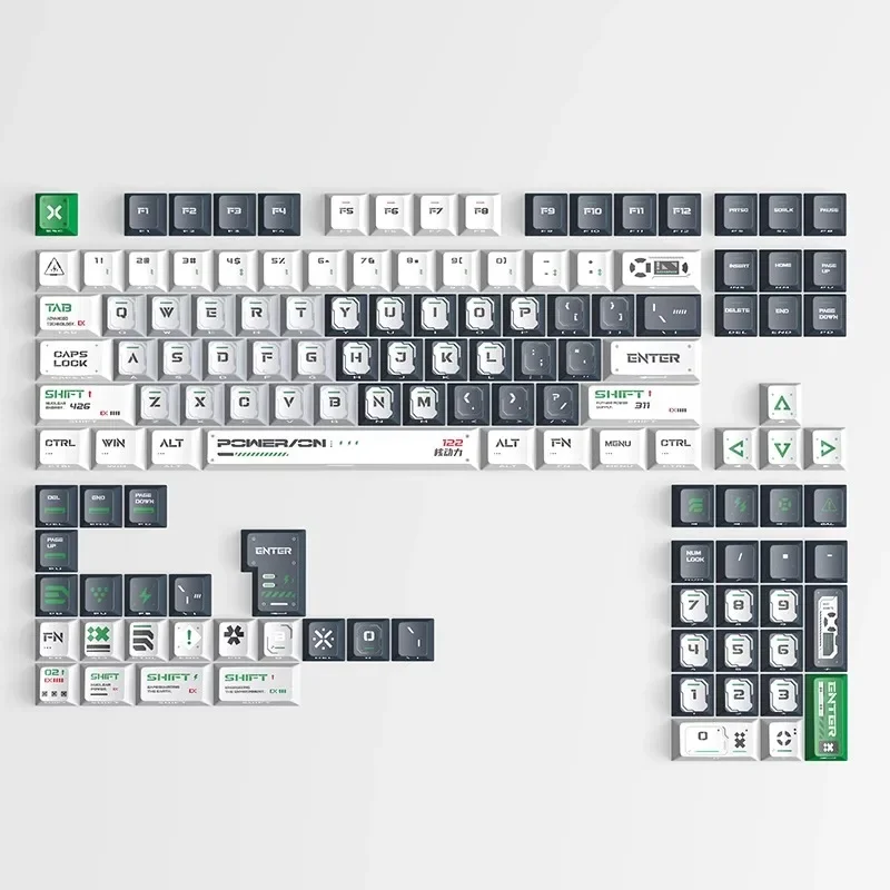 Keycap side engraved light original height 244 keys PC green transparent pbt five-sided thermal sublimation keyboard keycap