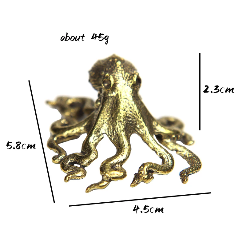Фигурка осьминога латунная ретро-фигурка винтажный декор для стола в античном