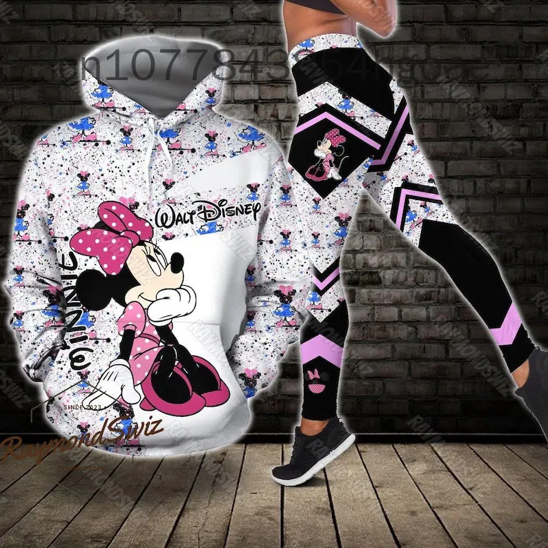Новинка 2024 толстовка с капюшоном 3D Минни диснеевским принтом Женский костюм