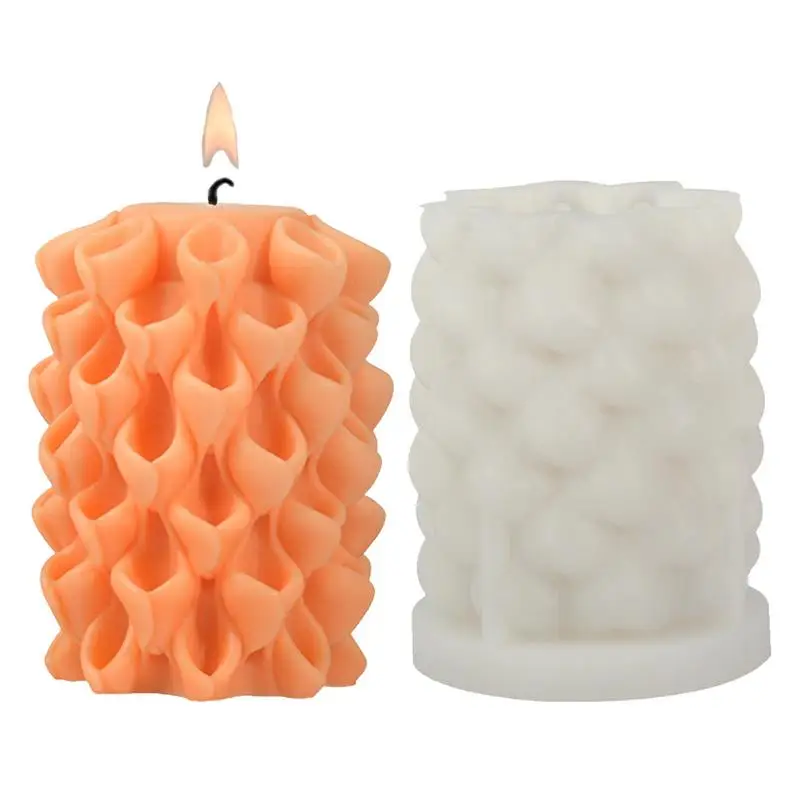 Silicone Candle Mold Cylinder Lottie Pillar Candle Mould Epoxy Casting Silicone 3D Molds For Epoxy Resin DIY Crystal Votive