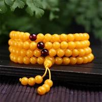hot selling natural hand carved honey wax 108bracelet fashion jewelry accessories bangles men women lucky gifts
