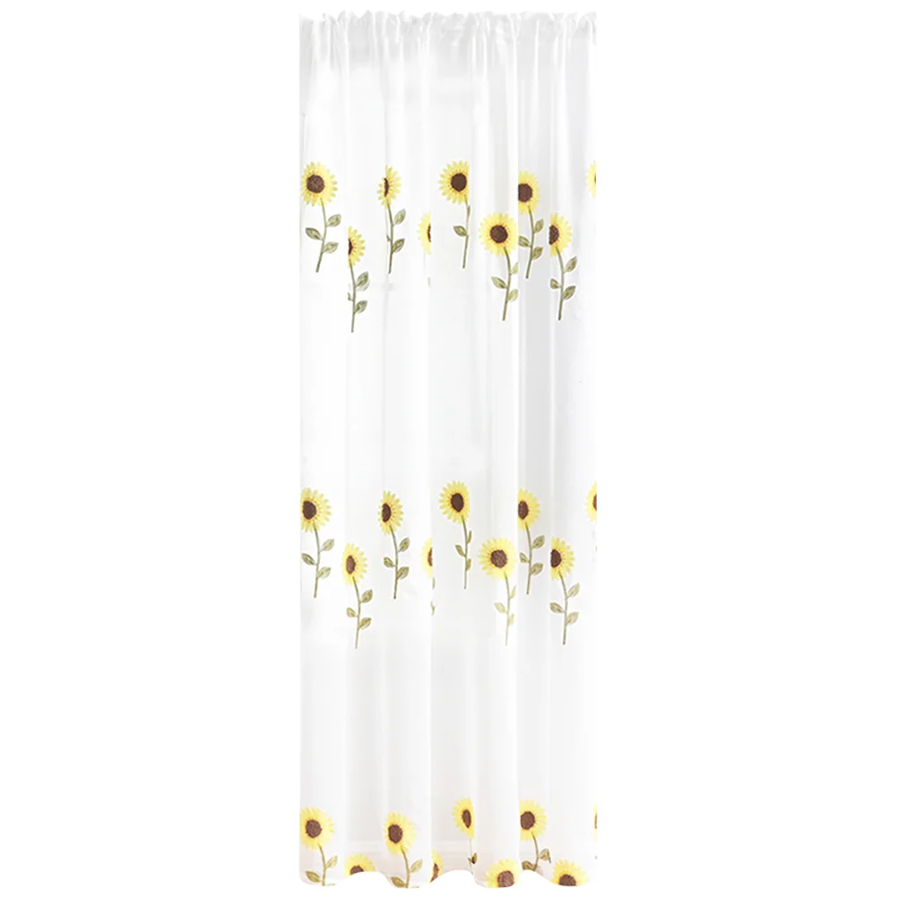

Curtain Window Sheer Curtains Bedroom Drapery Drape Sunflower Semi White Flower Room Living Liners Kitchen Blackout Sound