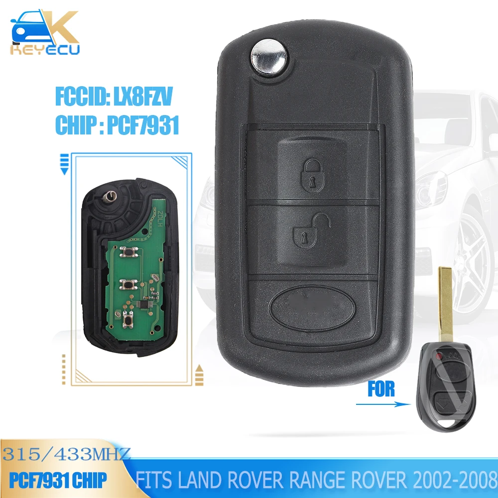 

KEYECU LX8FZV Upgraded Remote Key Fob 315MHz/433MHz PCF7931 Chip for Land Rover Range Rover 2002 2003 2004 2005 2006 2007 2008