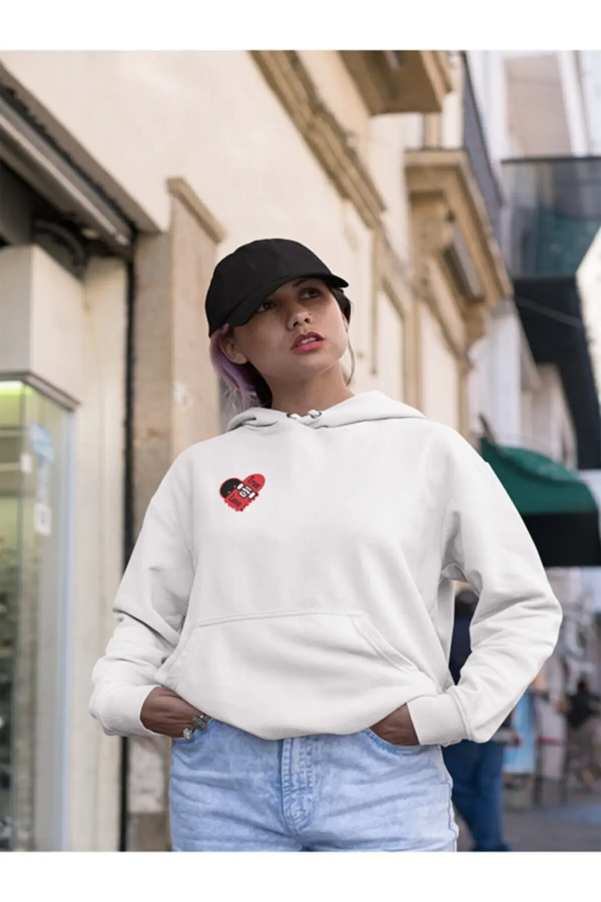 

Женская толстовка с капюшоном и принтом «настоящая любовь»