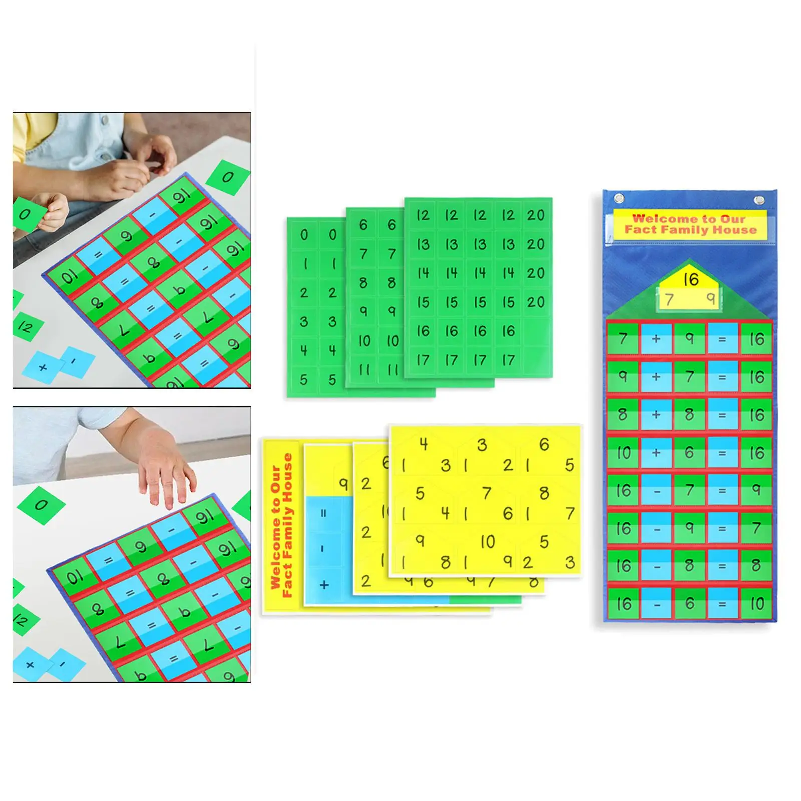 

Daily Math Calendar Pocket Chart, Addition Subtraction Learning Hanging Bag, Teaching Materials for Preschool