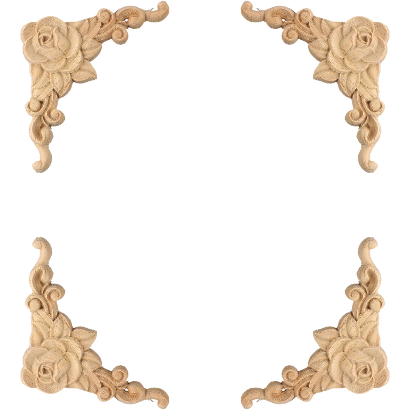 4 шт. деревянные резная аппликация в виде цветов