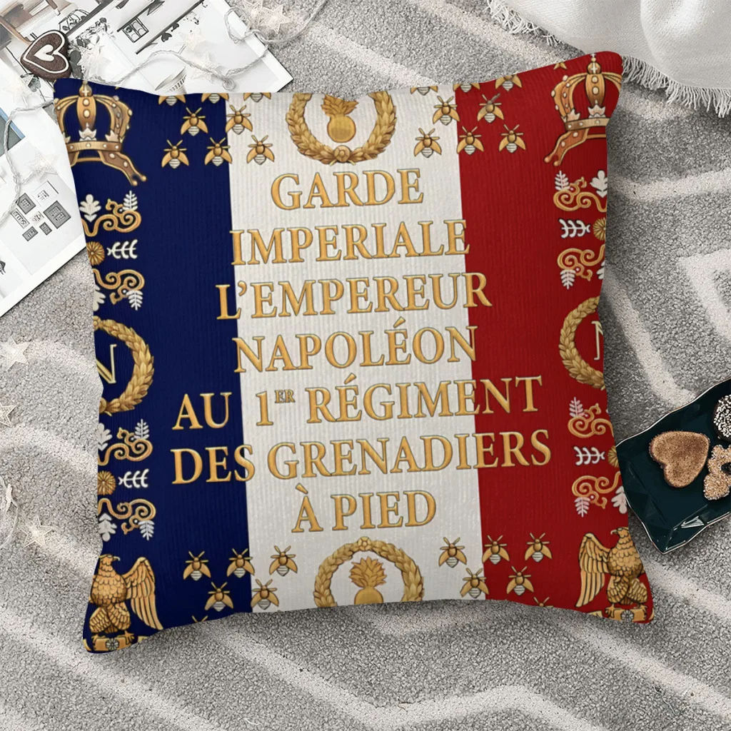 

Napoleonic France 1er Garde Imperiale Flag Hug Pillowcase French Empire Napoleon Cojines Home DIY Printed Car Throw Pillow Case