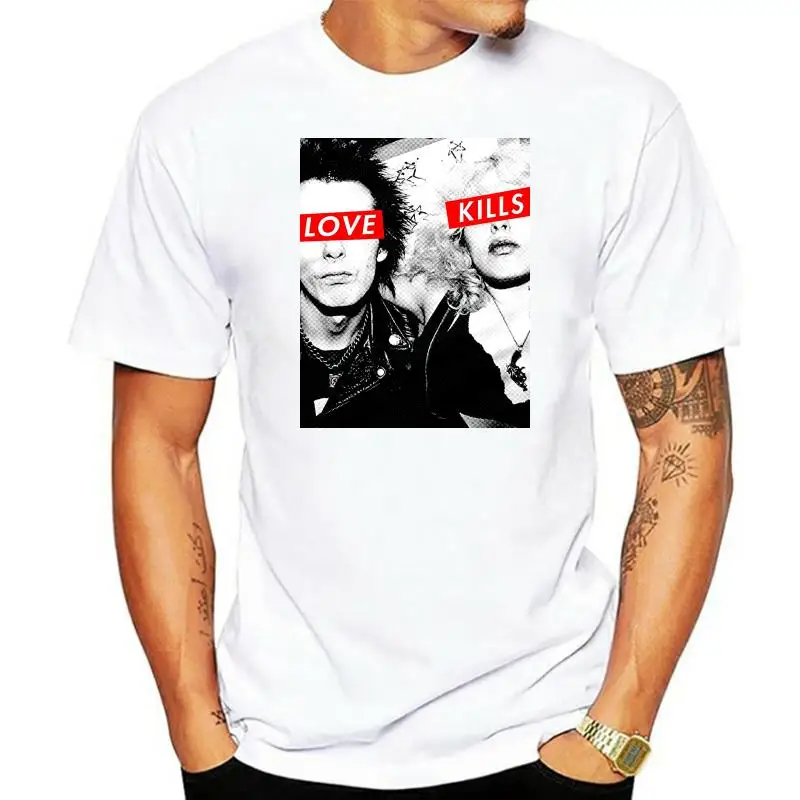 

Sid & Nancy Punk T Shirt 100% Premium Cotton Sid Vicious Pistols 3d Men Hot Cheap Short Sleeve Male Tshirt