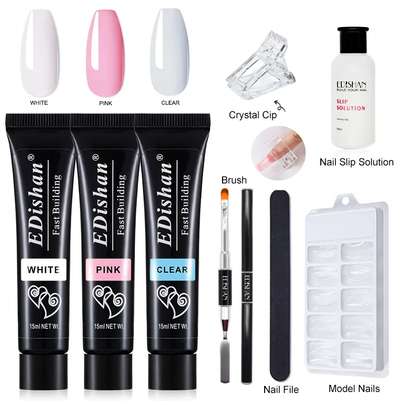

Acrylic UV Gel Extension Nail Gel Kit Pink Color Fast Building Gel Nail Polish All For Manicure Nail Art Design