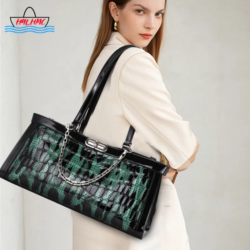 

Luxury Fashion Genuine Leather Women Bags 2022 Trend Ladies Designer Handbags Crocodile Pattern Tote Bag Shoulder Underarm Bag