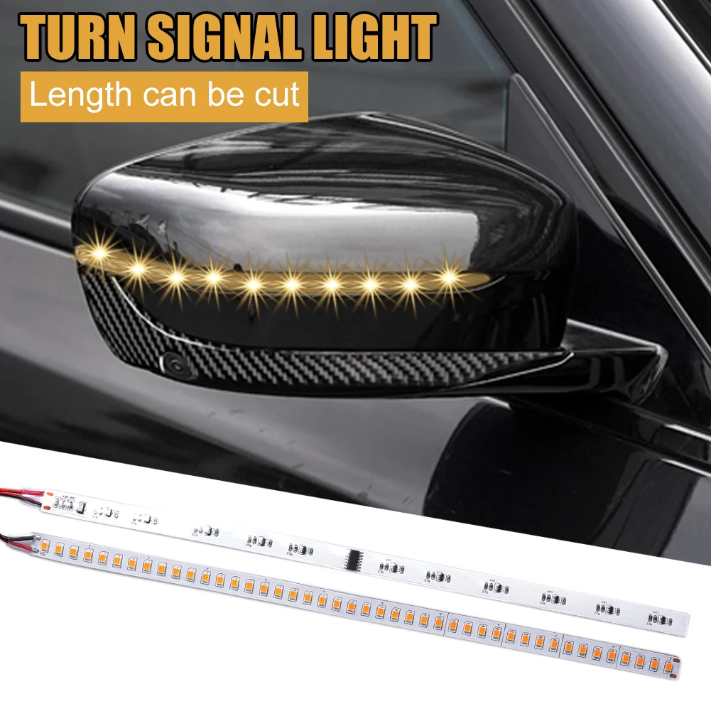 

Universal LED Car Strip Light 18cm 20cm 28cm Rearview Mirror Lamp Flowing Turn Signal 12V DC Warning Light Cuttable Strip Lamp