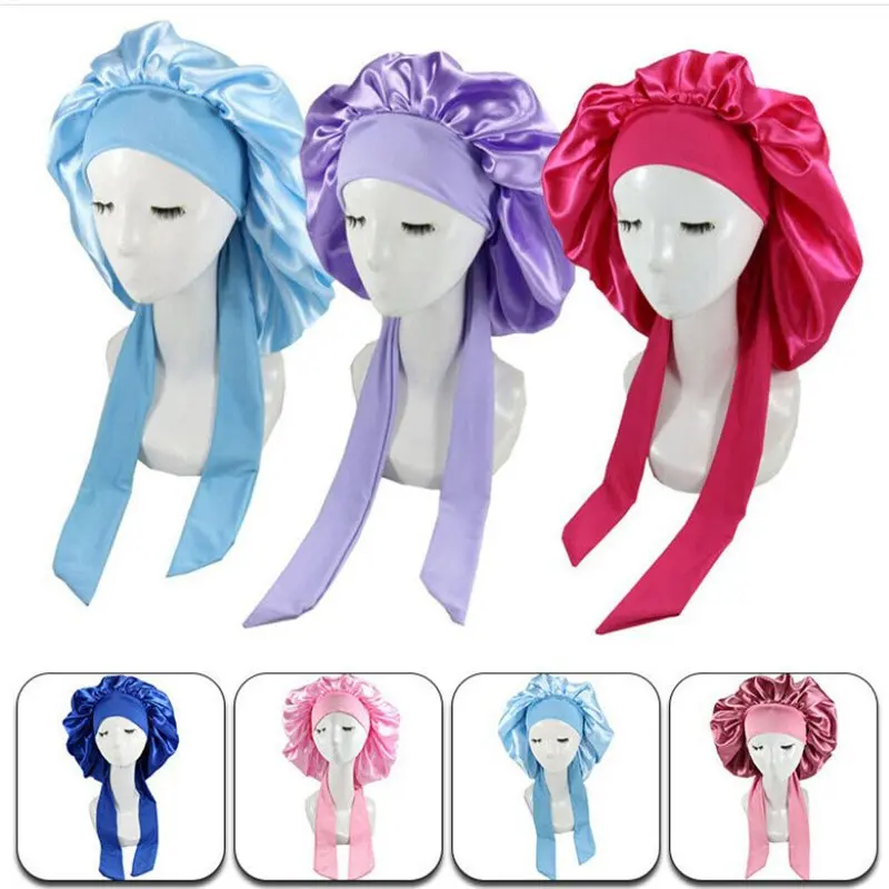 

Шапка для сна Женская шелковая шапка уход за длинными волосами атласная головная повязка головной убор Ночная шапка s