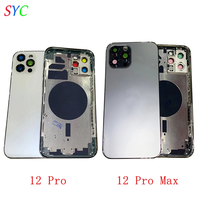 Rear Door Battery Cover with Middle Frame Sim Tray For iPhone 12 Pro Max Housing with Camera Lens Logo Repair Parts enlarge