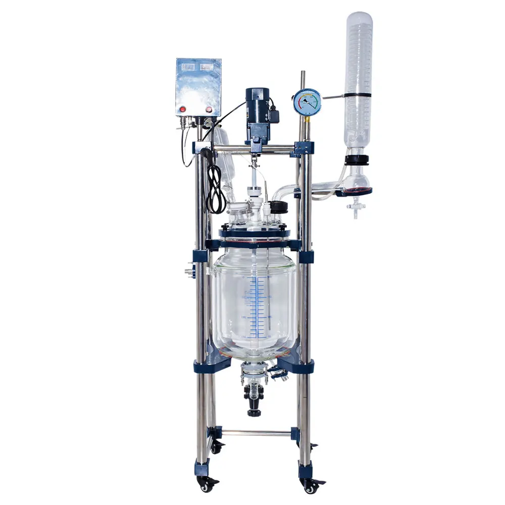 

Lab Scale Jacketed Glass Reaction Kettle Ultrasonic Bioreactor 50 Liter Chemical Double Layer Reactor