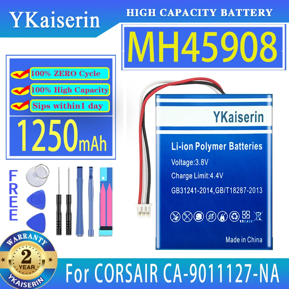 

YKaiserin Battery MH45908 1250mAh For CORSAIR 9011136-AP CA-9011127-NA For Garmin H2100 Dolby 7.1 Wireless Gaming Headset