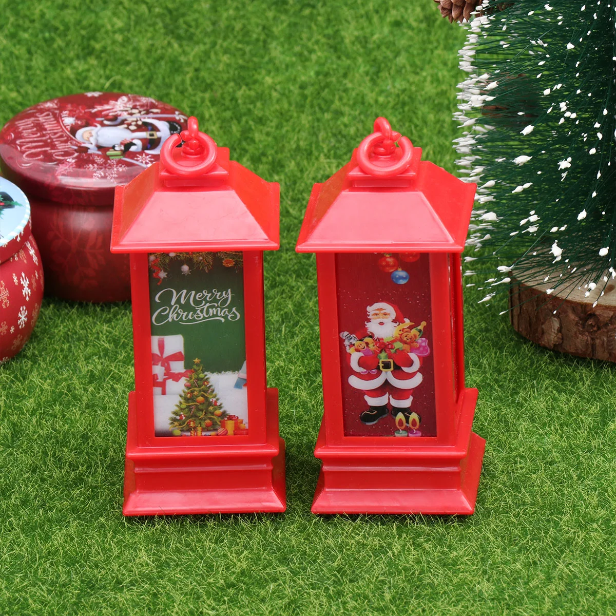 

2pcs Wind Lamp Christmas Tabletop Mini Night Lamps for Balcony Garden